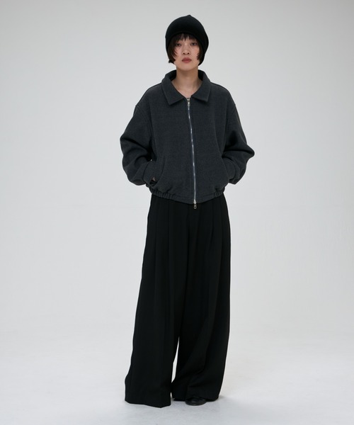 full/fill.(フルフィル)の「melton like double zip jacket / メルトンライクダブルジップジャケット(ブルゾン・レディース・ダークグレー/アイボリー・FREE)」の8枚目の写真