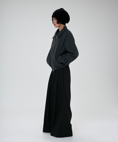 full/fill.(フルフィル)の「melton like double zip jacket / メルトンライクダブルジップジャケット(ブルゾン・レディース・ダークグレー/アイボリー・FREE)」の9枚目の写真