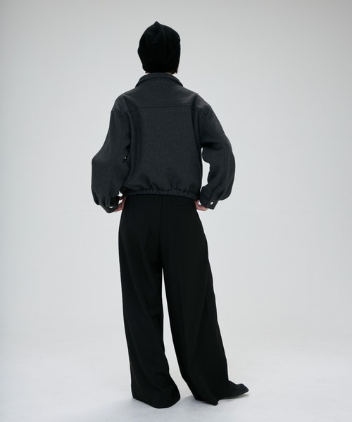 full/fill.(フルフィル)の「melton like double zip jacket / メルトンライクダブルジップジャケット(ブルゾン・レディース・ダークグレー/アイボリー・FREE)」の10枚目の写真