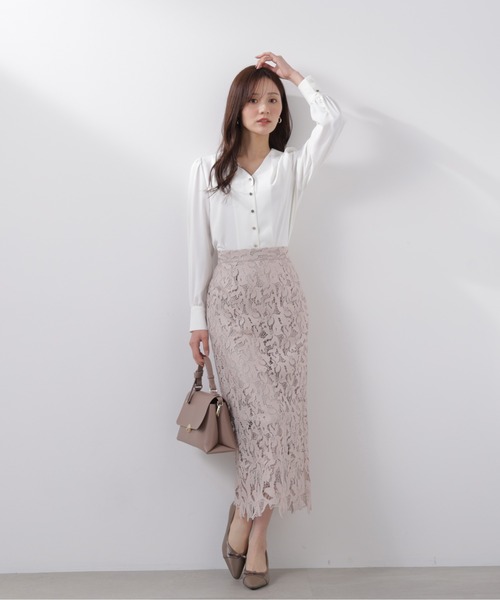 PROPORTION BODY DRESSING(プロポーションボディドレッシング)の「レースタイトスカート / 1216120204(スカート・レディース・ネイビー/ベージュ/ホワイト系その他・SMALL/MEDIUM/P/S)」の1枚目の写真