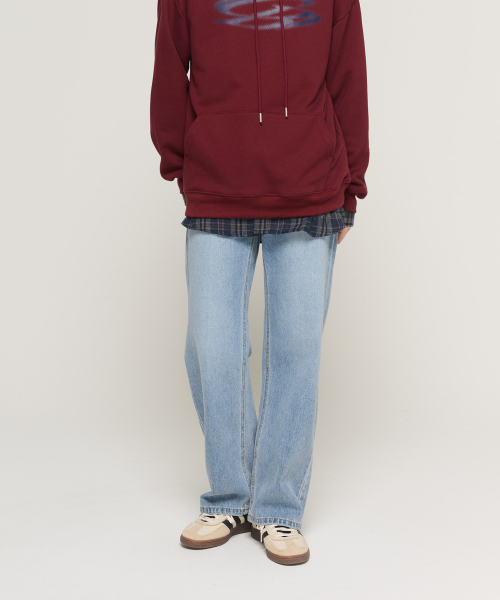 プレミアムセミワイドデニムパンツ（ブルー）