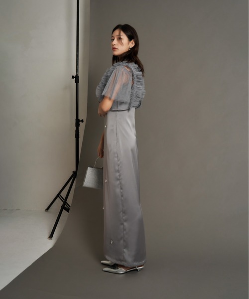 My shawty(マイシャウティー)の「satin bijou set dress(ドレス・レディース・ブルーグレー/ブラック/イエロー・SMALL/MEDIUM)」の18枚目の写真