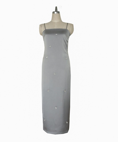My shawty(マイシャウティー)の「satin bijou set dress(ドレス・レディース・ブルーグレー/ブラック/イエロー・SMALL/MEDIUM)」の15枚目の写真
