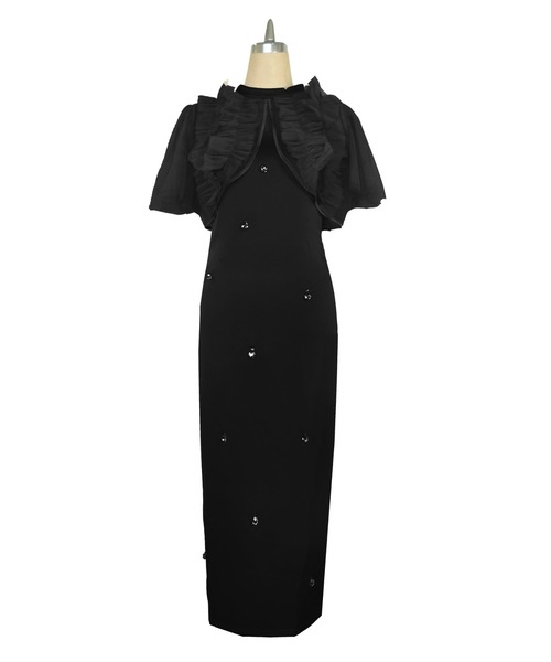 My shawty(マイシャウティー)の「satin bijou set dress(ドレス・レディース・ブルーグレー/ブラック/イエロー・SMALL/MEDIUM)」の10枚目の写真