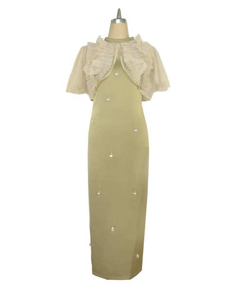 My shawty(マイシャウティー)の「satin bijou set dress(ドレス・レディース・ブルーグレー/ブラック/イエロー・SMALL/MEDIUM)」の11枚目の写真