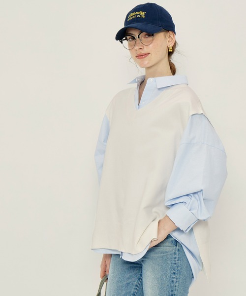 coca（coca）（コカ）の「ニットVネックベスト（ベスト・レディース・グレー/アイボリー・L/M）」の11枚目の写真