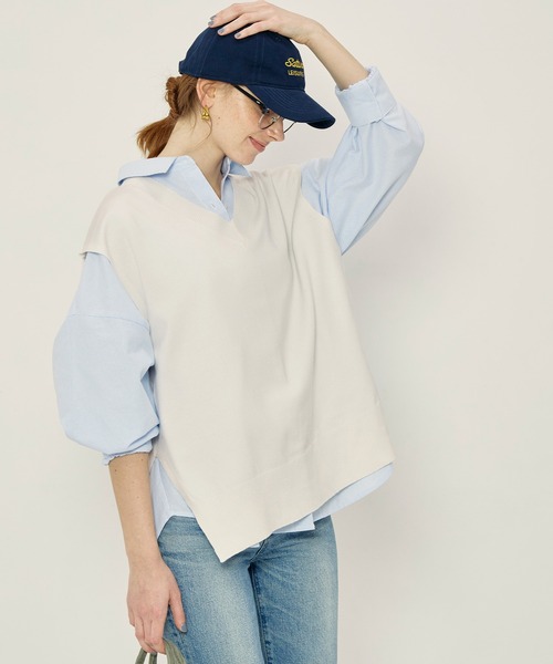 coca（coca）（コカ）の「ニットVネックベスト（ベスト・レディース・グレー/アイボリー・L/M）」の14枚目の写真