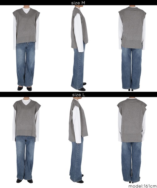 coca（coca）（コカ）の「ニットVネックベスト（ベスト・レディース・グレー/アイボリー・L/M）」の15枚目の写真