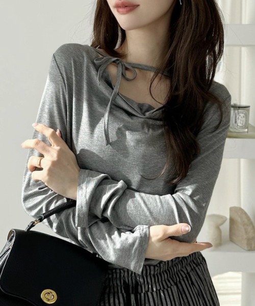 Ada.(エイダ)の「リボンネック ドレープ ロングスリーブ カットソー(Tシャツ/カットソー・レディース・ブラック/グレー/ベージュ・FREE)」の22枚目の写真
