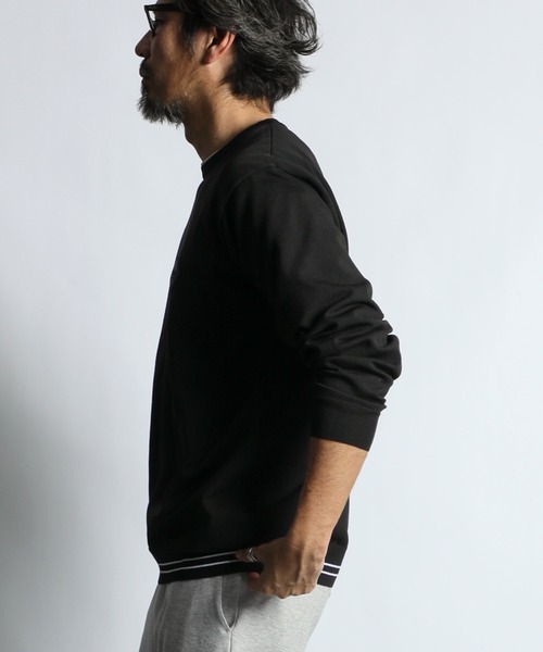 The DUFFER of ST.GEORGE(ザダファーオブセントジョージ)の「〔BLACK LABEL〕JACQUARD LOGO KNIT CREW:自宅で洗える ジャガードロゴ ウォッシャブルニット(ニット/セーター・メンズ・ブラック・SMALL/MEDIUM/LARGE/X-LARGE)」の5枚目の写真
