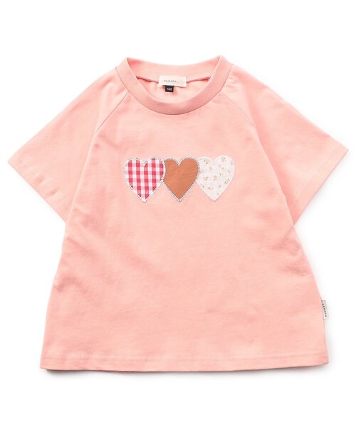 Seraph(セラフ)の「パッチワークTシャツ_ジュニア対応(Tシャツ/カットソー・キッズ・ピンク/アイボリー・140/130/120/110/100/90/80)」の2枚目の写真