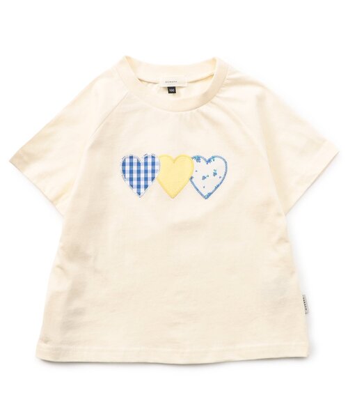 Seraph(セラフ)の「パッチワークTシャツ_ジュニア対応(Tシャツ/カットソー・キッズ・ピンク/アイボリー・140/130/120/110/100/90/80)」の1枚目の写真