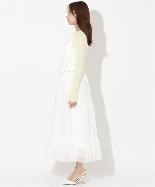 異素材ドッキングチュールワンピース（ワンピース）｜AND COUTURE