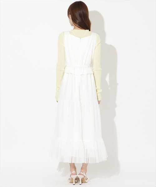 AND COUTURE(アンドクチュール)の「異素材ドッキングチュールワンピース(ワンピース・レディース・オフホワイト/ブルー/ベージュ/ネイビー・FREE)」の11枚目の写真