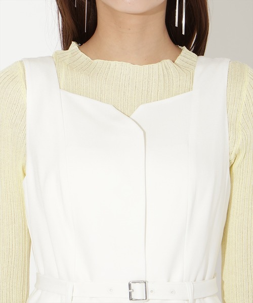 AND COUTURE(アンドクチュール)の「異素材ドッキングチュールワンピース(ワンピース・レディース・オフホワイト/ブルー/ベージュ/ネイビー・FREE)」の12枚目の写真