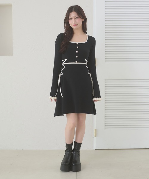 Ambre Neige(アンブルネージュ)の「side lace up flare mini knit dress / サイドレースアップフレアミニニットワンピース(ワンピース・レディース・チャコールグレー/ブラック・FREE)」の16枚目の写真