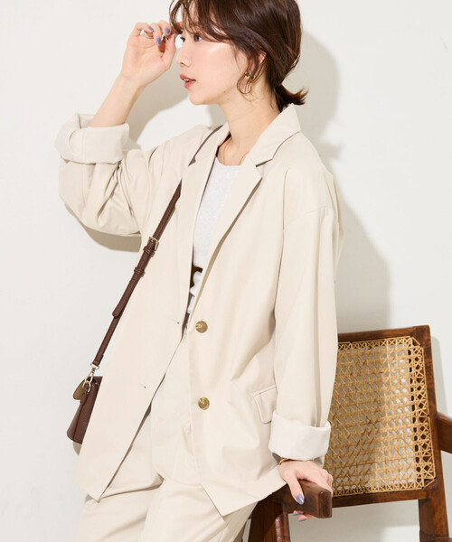 FREAK'S STORE（フリークスストア）の「限定展開　TR シングルジャケット (セットアップ対応)（テーラードジャケット・レディース・ブラック/ネイビー/ベージュ/グレー/ナチュラル・ﾌﾘ-）」の4枚目の写真