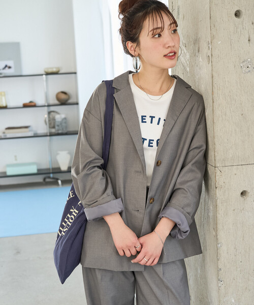 FREAK'S STORE（フリークスストア）の「限定展開　TR シングルジャケット (セットアップ対応)（テーラードジャケット・レディース・ブラック/ネイビー/ベージュ/グレー/ナチュラル・ﾌﾘ-）」の20枚目の写真