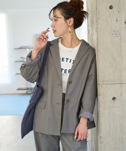 FREAK'S STORE（フリークスストア）の「限定展開　TR シングルジャケット (セットアップ対応)（テーラードジャケット・レディース・ブラック/ネイビー/ベージュ/グレー/ナチュラル・ﾌﾘ-）」の19枚目の写真