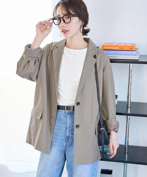 FREAK'S STORE（フリークスストア）の「限定展開　TR シングルジャケット (セットアップ対応)（テーラードジャケット・レディース・ブラック/ネイビー/ベージュ/グレー/ナチュラル・ﾌﾘ-）」の15枚目の写真