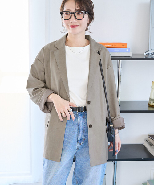 FREAK'S STORE（フリークスストア）の「限定展開　TR シングルジャケット (セットアップ対応)（テーラードジャケット・レディース・ブラック/ネイビー/ベージュ/グレー/ナチュラル・ﾌﾘ-）」の14枚目の写真