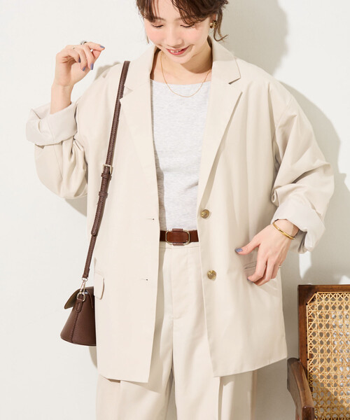 FREAK'S STORE（フリークスストア）の「限定展開　TR シングルジャケット (セットアップ対応)（テーラードジャケット・レディース・ブラック/ネイビー/ベージュ/グレー/ナチュラル・ﾌﾘ-）」の6枚目の写真