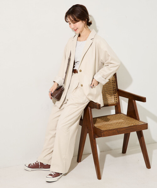 FREAK'S STORE(フリークスストア)の「限定展開 TR シングルジャケット (セットアップ対応)(テーラードジャケット・レディース・ブラック/ネイビー/ベージュ/グレー/ナチュラル・フリ-)」の10枚目の写真