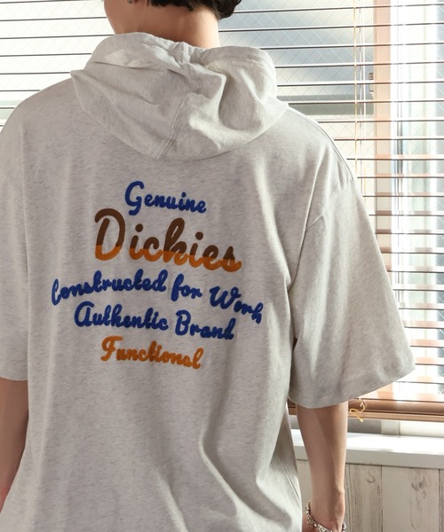 Dickies(ディッキーズ)の「【GENUINE DICKIESジェニュインディッキーズ】バックサガラ刺繍 半袖スウェットフーディー(パーカー・メンズ・スミクロ/グリーン系その他/ブラウン/ブラック/ネイビー/オートミール・M/L/XL)」の4枚目の写真