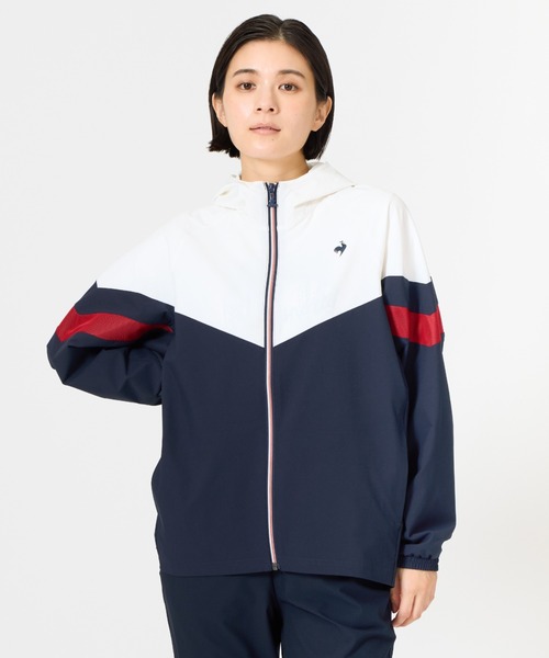 le coq sportif（ルコックスポルティフ）の「ルコックスポルティフ  サンスクリーンクロスジャケット（ナイロンジャケット・レディース・ネイビー/ホワイト/ブルー・M/L/XL）」の3枚目の写真