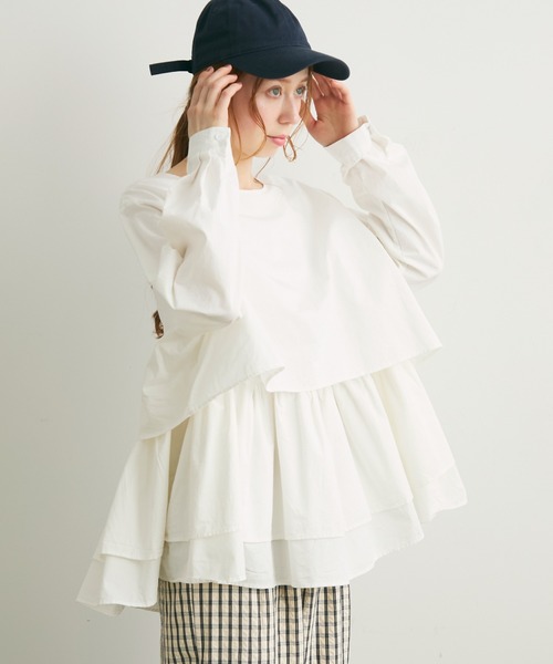 Crisp（クリスプ）の「レイヤードギャザーブラウス（シャツ/ブラウス・レディース・ホワイト/ブラック・FREE）」の15枚目の写真