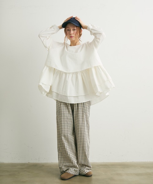 Crisp（クリスプ）の「レイヤードギャザーブラウス（シャツ/ブラウス・レディース・ホワイト/ブラック・FREE）」の21枚目の写真