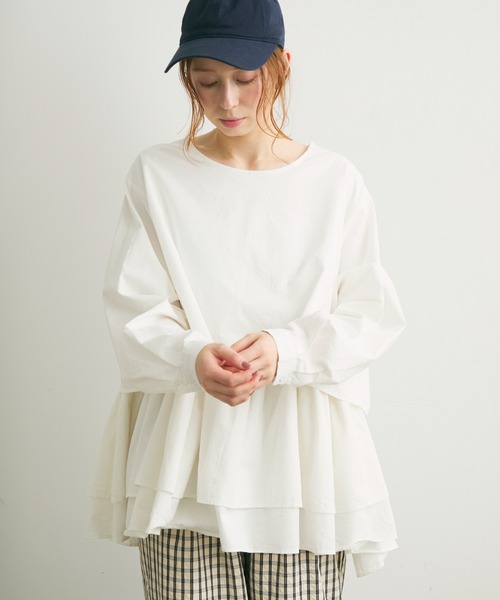 Crisp（クリスプ）の「レイヤードギャザーブラウス（シャツ/ブラウス・レディース・ホワイト/ブラック・FREE）」の14枚目の写真
