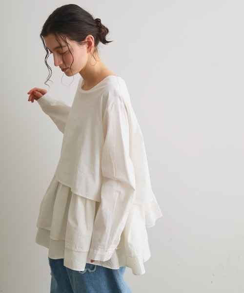 Crisp（クリスプ）の「レイヤードギャザーブラウス（シャツ/ブラウス・レディース・ホワイト/ブラック・FREE）」の6枚目の写真