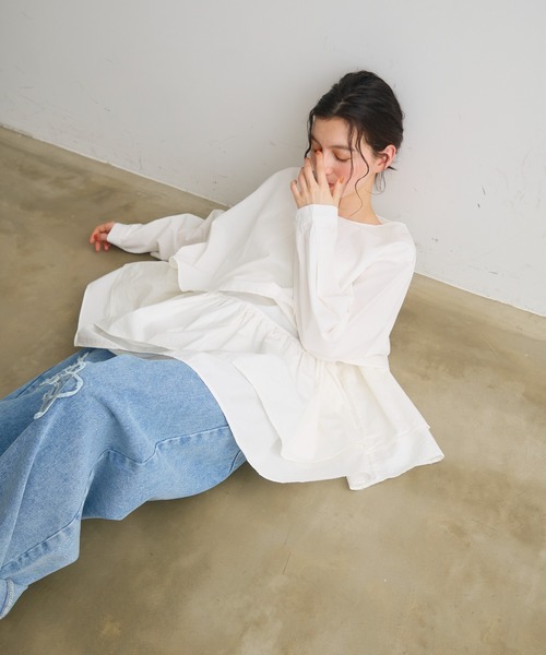 Crisp（クリスプ）の「レイヤードギャザーブラウス（シャツ/ブラウス・レディース・ホワイト/ブラック・FREE）」の8枚目の写真