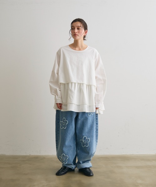 Crisp（クリスプ）の「レイヤードギャザーブラウス（シャツ/ブラウス・レディース・ホワイト/ブラック・FREE）」の10枚目の写真