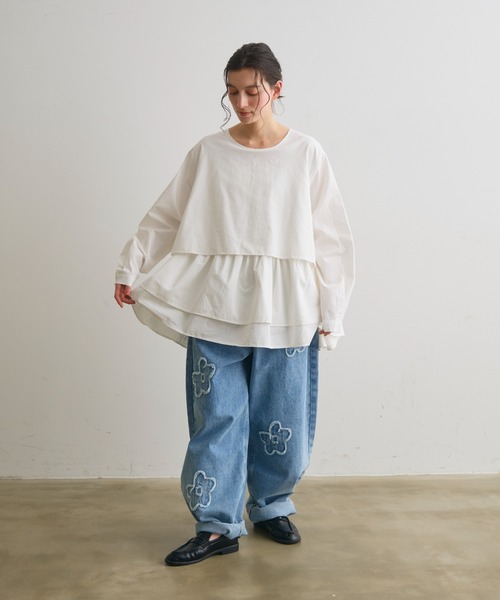 Crisp（クリスプ）の「レイヤードギャザーブラウス（シャツ/ブラウス・レディース・ホワイト/ブラック・FREE）」の11枚目の写真