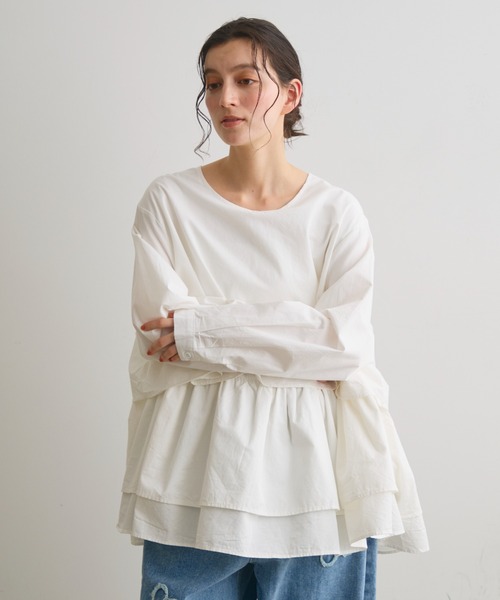 Crisp（クリスプ）の「レイヤードギャザーブラウス（シャツ/ブラウス・レディース・ホワイト/ブラック・FREE）」の5枚目の写真