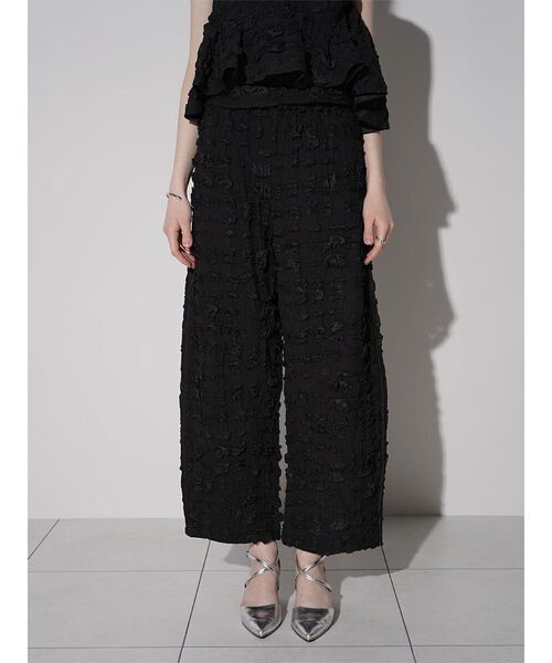 :ETHROF（イーサオブ）の「JACQUARD WIDE LINE PANTS（その他パンツ・レディース・ホワイト/ブラック・MEDIUM）」の5枚目の写真