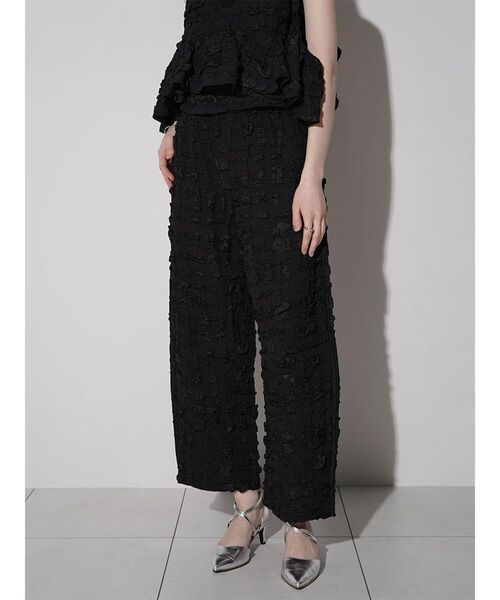 :ETHROF（イーサオブ）の「JACQUARD WIDE LINE PANTS（その他パンツ・レディース・ホワイト/ブラック・MEDIUM）」の6枚目の写真
