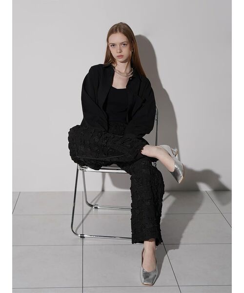 :ETHROF（イーサオブ）の「JACQUARD WIDE LINE PANTS（その他パンツ・レディース・ホワイト/ブラック・MEDIUM）」の9枚目の写真