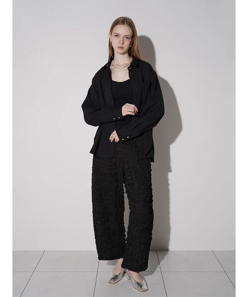 :ETHROF（イーサオブ）の「JACQUARD WIDE LINE PANTS（その他パンツ・レディース・ホワイト/ブラック・MEDIUM）」の10枚目の写真