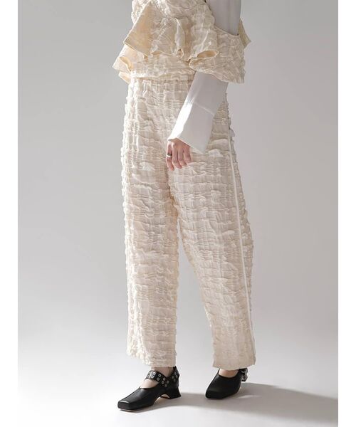 :ETHROF（イーサオブ）の「JACQUARD WIDE LINE PANTS（その他パンツ・レディース・ホワイト/ブラック・MEDIUM）」の12枚目の写真
