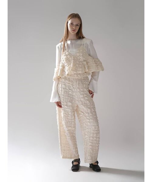 :ETHROF（イーサオブ）の「JACQUARD WIDE LINE PANTS（その他パンツ・レディース・ホワイト/ブラック・MEDIUM）」の15枚目の写真