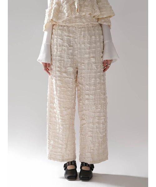 :ETHROF（イーサオブ）の「JACQUARD WIDE LINE PANTS（その他パンツ・レディース・ホワイト/ブラック・MEDIUM）」の16枚目の写真