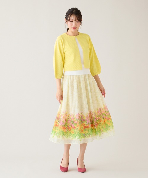 Rose Tiara(ローズティアラ)の「【セットアップ対応】フラワーガーデンオーガンジースカート(スカート・レディース・ネイビー/イエロー・38/42/46)」の5枚目の写真
