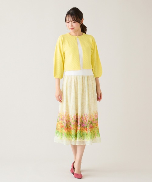 Rose Tiara(ローズティアラ)の「【セットアップ対応】フラワーガーデンオーガンジースカート(スカート・レディース・ネイビー/イエロー・38/42/46)」の7枚目の写真