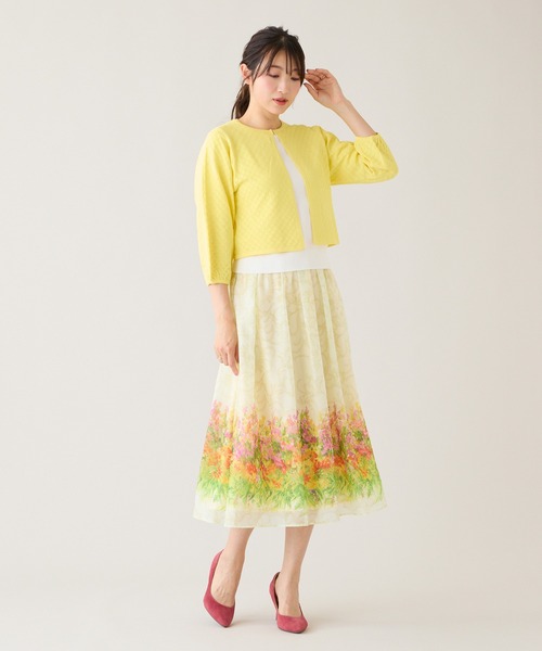 Rose Tiara(ローズティアラ)の「【セットアップ対応】フラワーガーデンオーガンジースカート(スカート・レディース・ネイビー/イエロー・38/42/46)」の8枚目の写真