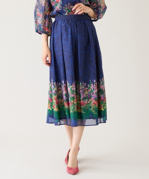 Rose Tiara(ローズティアラ)の「【セットアップ対応】フラワーガーデンオーガンジースカート(スカート・レディース・ネイビー/イエロー・38/42/46)」の18枚目の写真