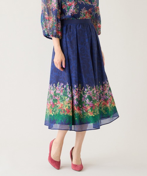 Rose Tiara(ローズティアラ)の「【セットアップ対応】フラワーガーデンオーガンジースカート(スカート・レディース・ネイビー/イエロー・38/42/46)」の19枚目の写真