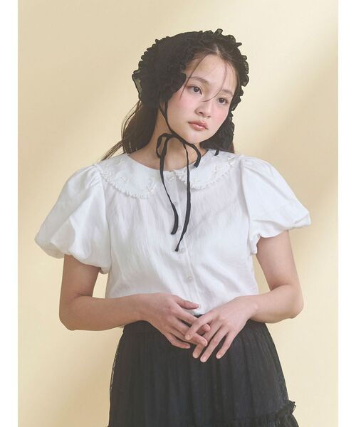 merry jenny（メリージェニー）の「petit flowerフロッキーヘッドドレス（カチューシャ・レディース・オフホワイト/ブラック・FREE）」の15枚目の写真